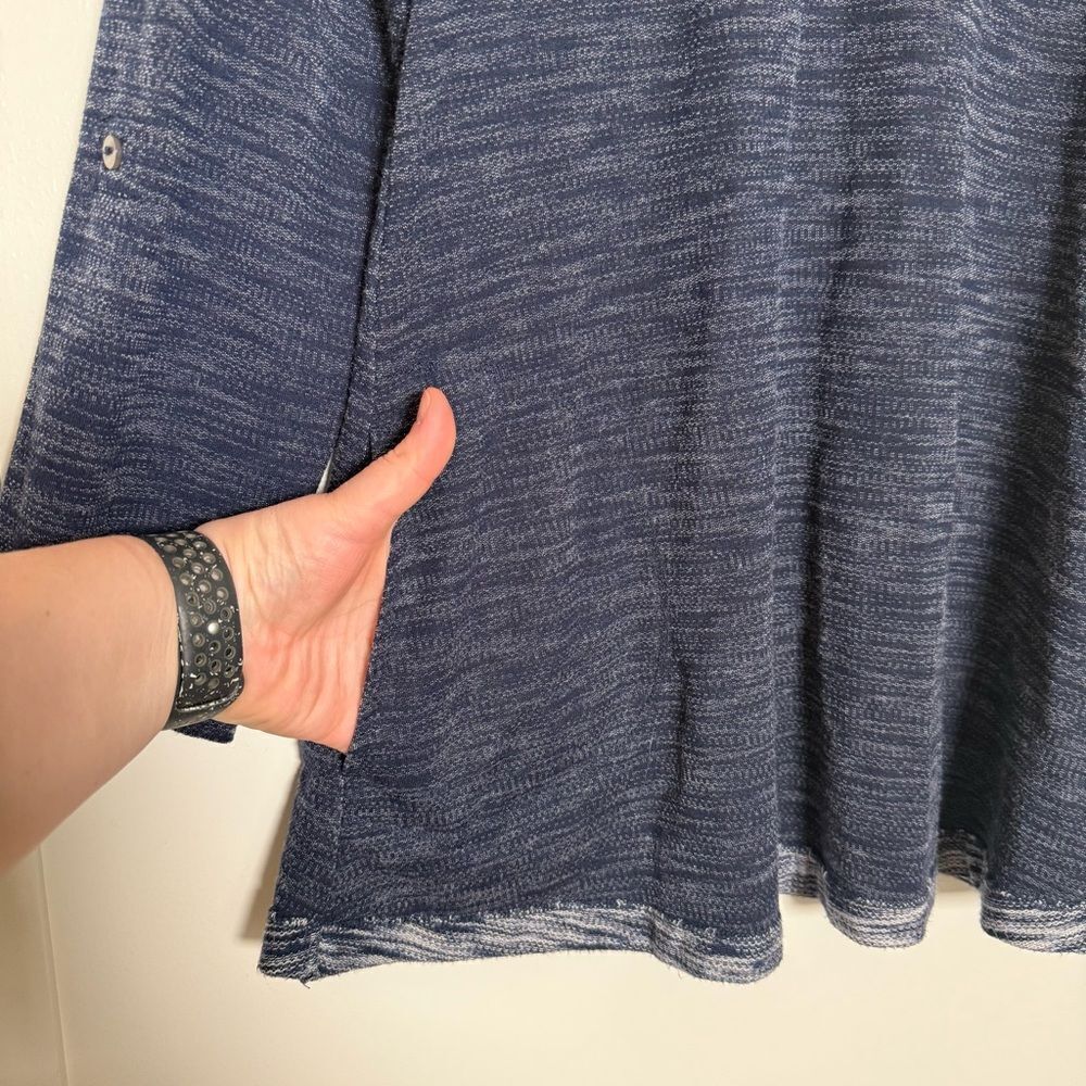 Soft Surroundings Sweater Womens Sz S Marled Blue Split Cowl Neck Comfy Soft - Picture 5 of 11